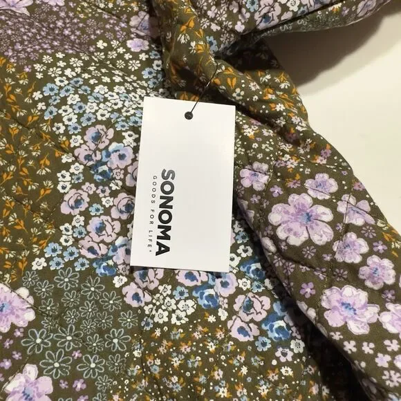 Sonoma Women’s Cottagecore Floral Quilted Zip Up Coat Jacket Pockets Size Large - Picture 8 of 10